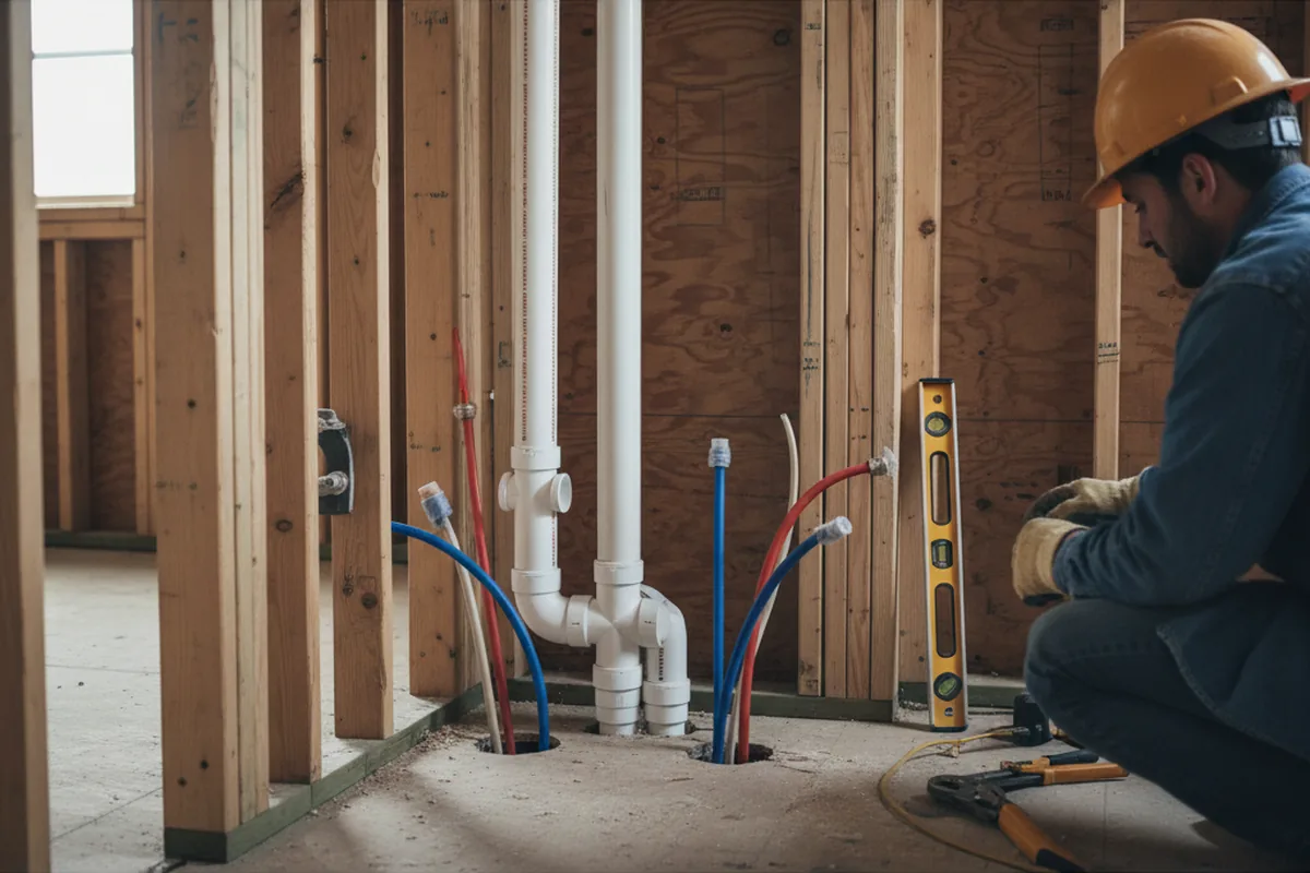 Drain and supply rough-in during Sump Pump Repair in Ray