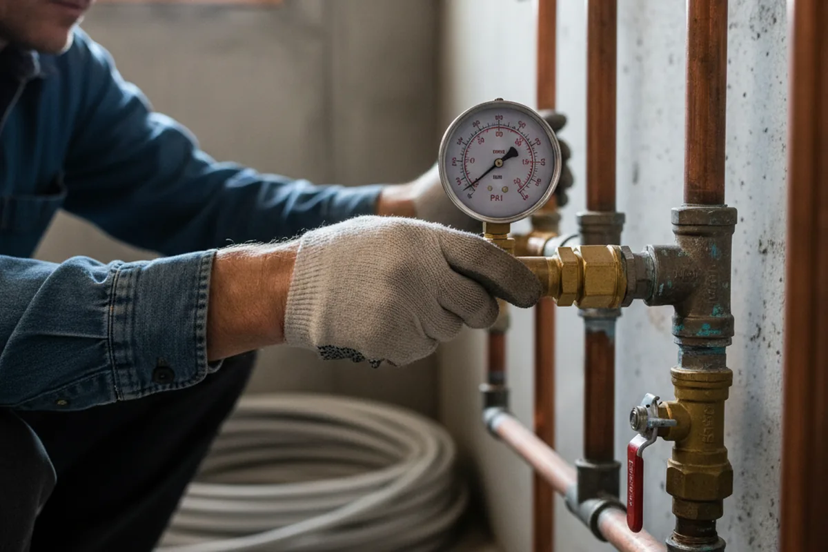 Pressure testing a repaired line during Water Line Repair in Ray